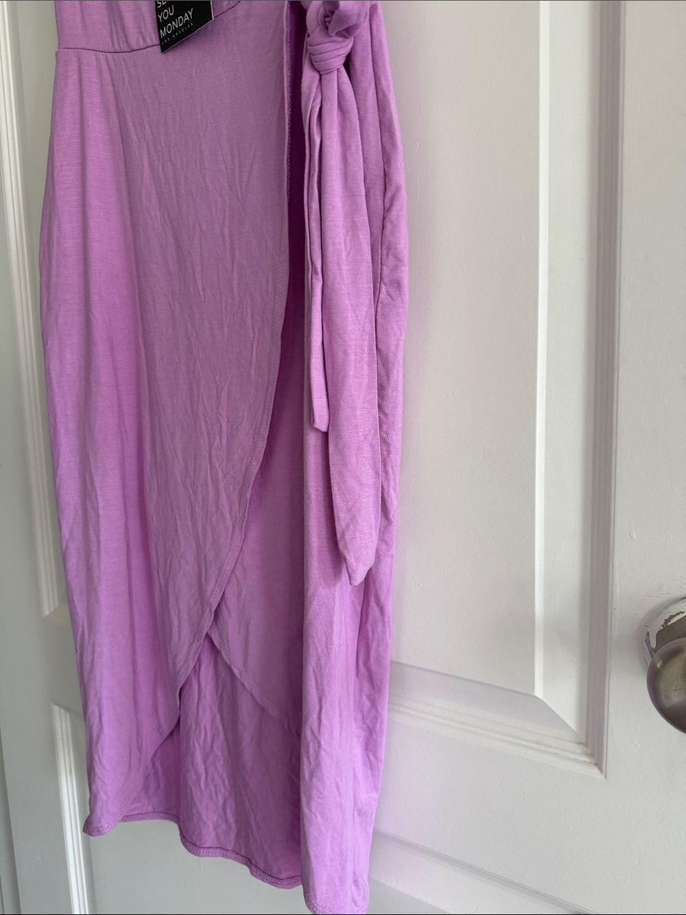 See You Monday Lavender Wrap-Style Midi Dress - Picture 4 of 7